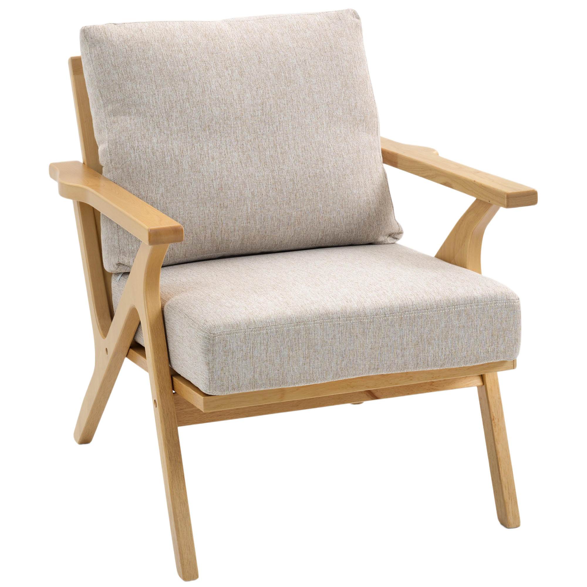 SESSEL DE-13306 skandinavisches Design, Leinenbezug Beige - Beige, Holz (76/88/87cm) - ComfortXL