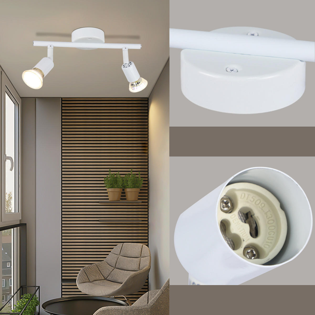 DECKENSTRAHLER Leuchtram 15/8/26 cm - Weiß, Metall (26/15/8cm) - ZMH