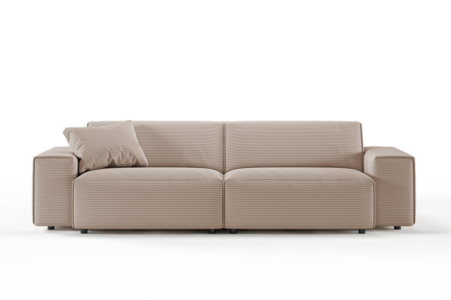 SOFA RANI Taupe Cord - Taupe/Schwarz, Kunststoff/Textil (256/71/101cm) - KAWOLA