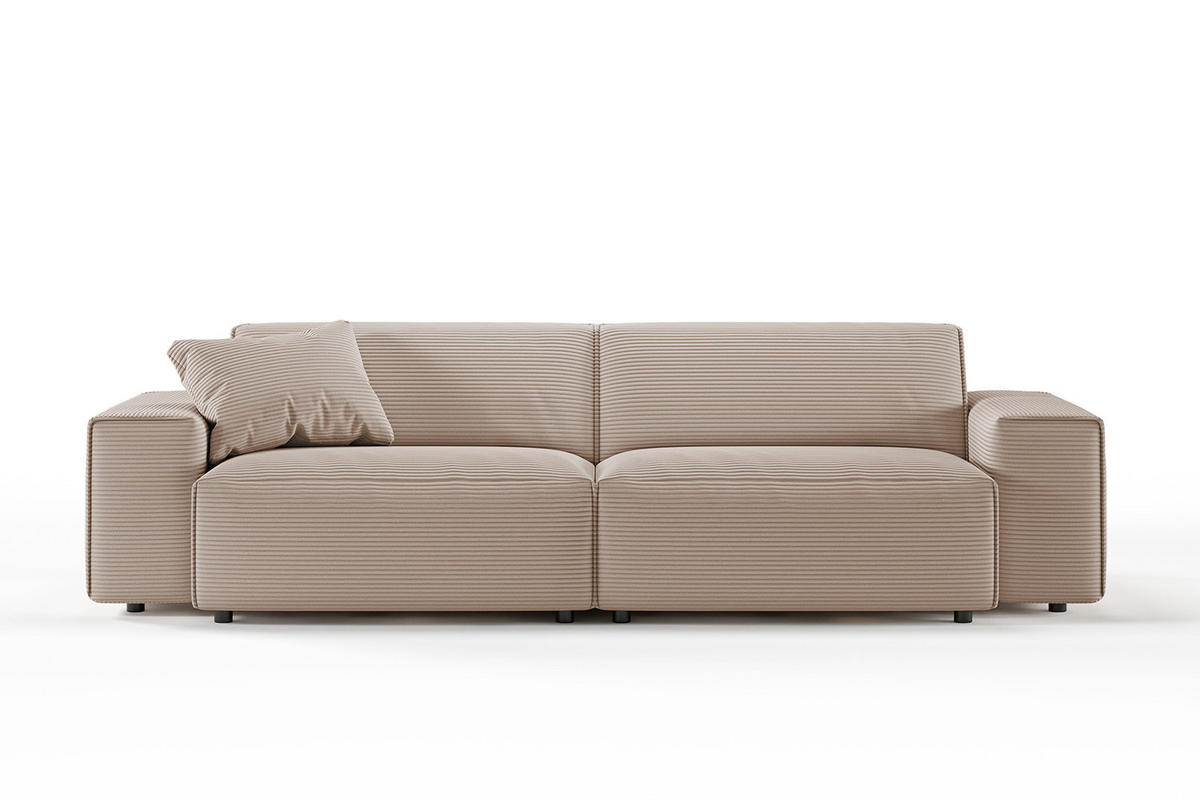 SOFA RANI Taupe Cord - Taupe/Schwarz, Kunststoff/Textil (256/71/101cm) - KAWOLA