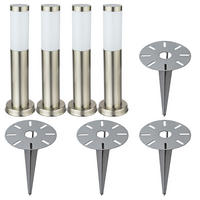 LED AUSSENLEUCHTE Edelstahl Silber 4er Set - Silberfarben, Metall (7.6/7.6/45cm)