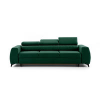 3-SITZER-SOFA PIERO mit Schlaffunktion 125x195 Velours Dunkelgrün - Dunkelgrün/Schwarz, Holz/Textil (260/90/100cm) - Muffo