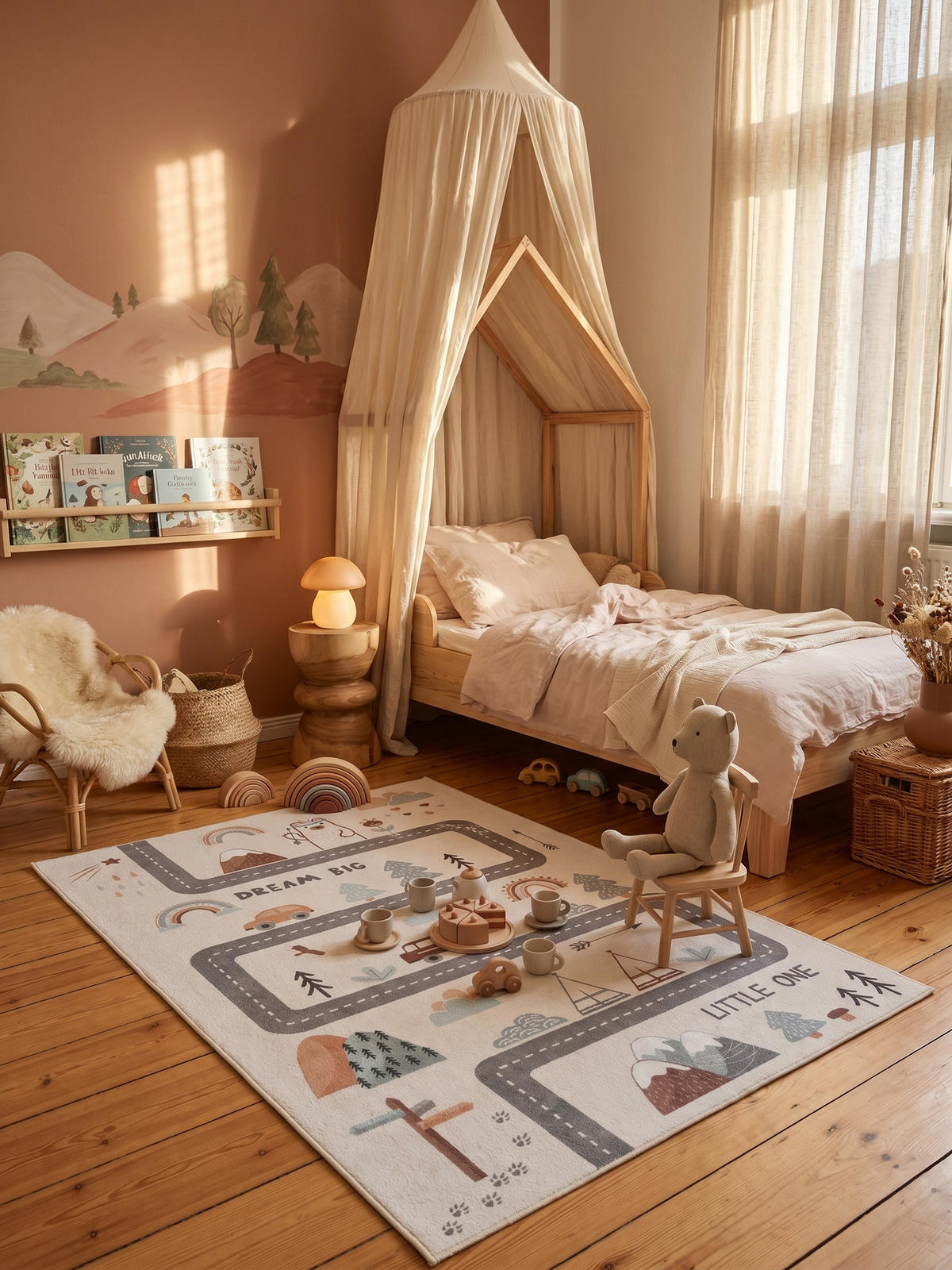 SPIELTEPPICH Waschbar TINO in Creme, mit Straßenkarten-Motiv, 160 x 230 cm - Beige, Textil (230/160cm) - KADIMA DESIGN