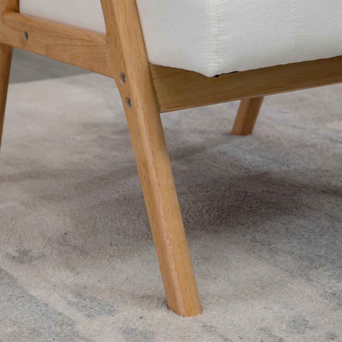 POLSTERSSESSEL DE-06948 Skandi-Design mit Samtoptik und Massivholzrahmen Natur/Creme - Creme, Holz (74/82/68cm) - ComfortXL