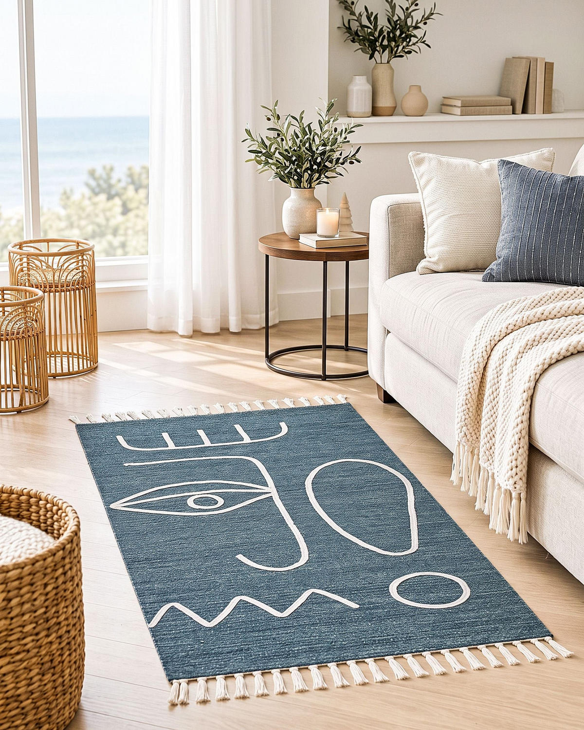 OUTDOOR-TEPPICH Yavu 150/80 cm - Blau, Kunststoff (80/150cm) - Beliani