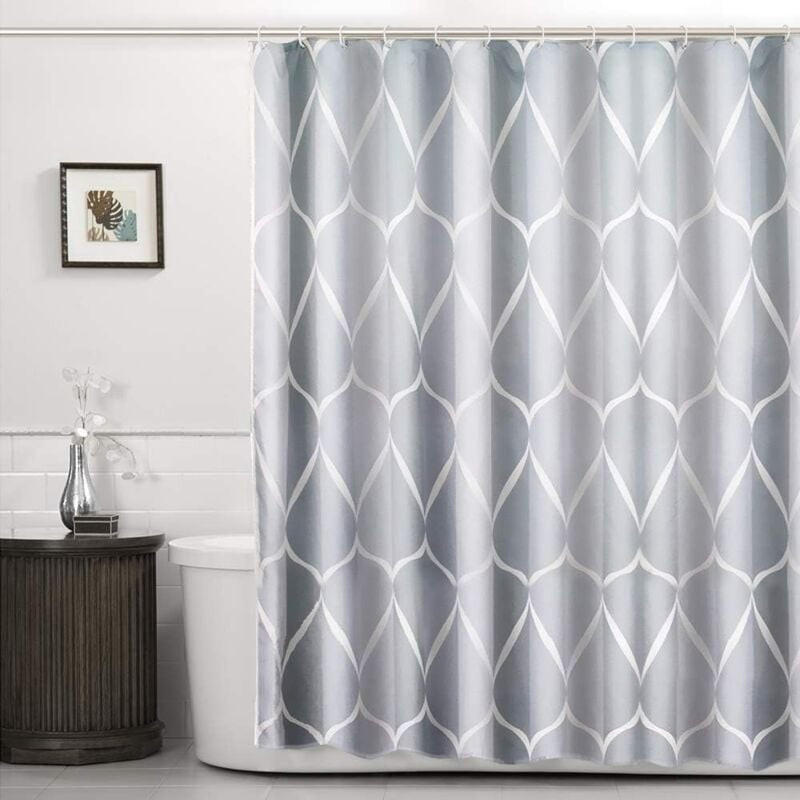DUSCHVORHANG Grau 120 x 200 cm Polyester wasserdicht schnelltrocknend waschbar langlebig - Grau, Textil (200/200cm) - MCBOSON