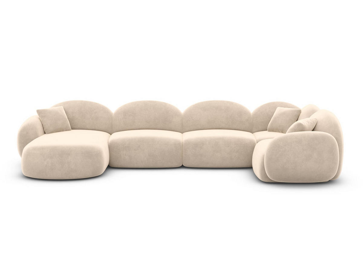 WOHNLANDSCHAFT Mirello U-Form Creme Samtstoff - Creme, Kunststoff (333/77/193cm)