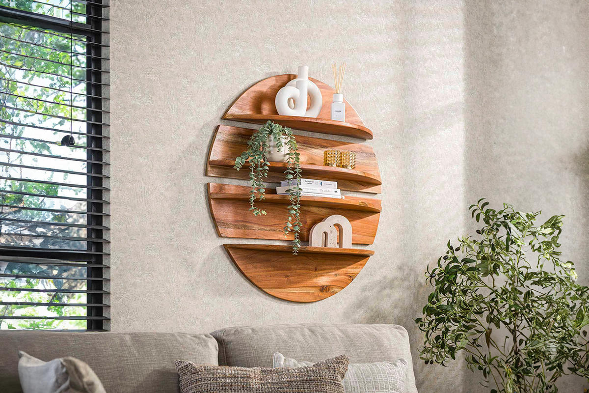 WANDREGAL KRISA 4ER SET Braun Holz - Braun, Holz (90/90/22cm) - KAWOLA
