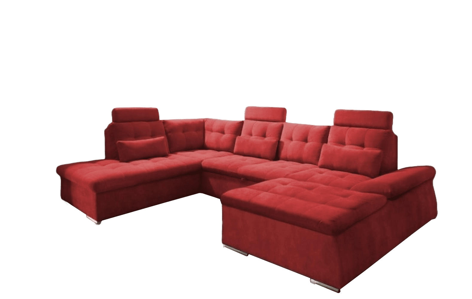 WOHNLANDSCHAFT mit Schlaffunktion, Bettkasten, Armlehnfunktion und verstellbaren Kopfstützen - Chromfarben/Rot, Textil (324/103/219cm) - ed exciting design