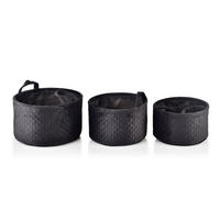 KORB Sara 3er Set schwarz 30/30/18cm Samtstoff - Schwarz, Kunststoff (30/18/30cm) - Mondex