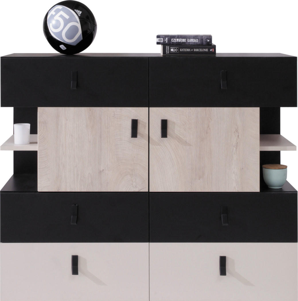 Masseno Kommode Schwarz 110x90x40 cm
