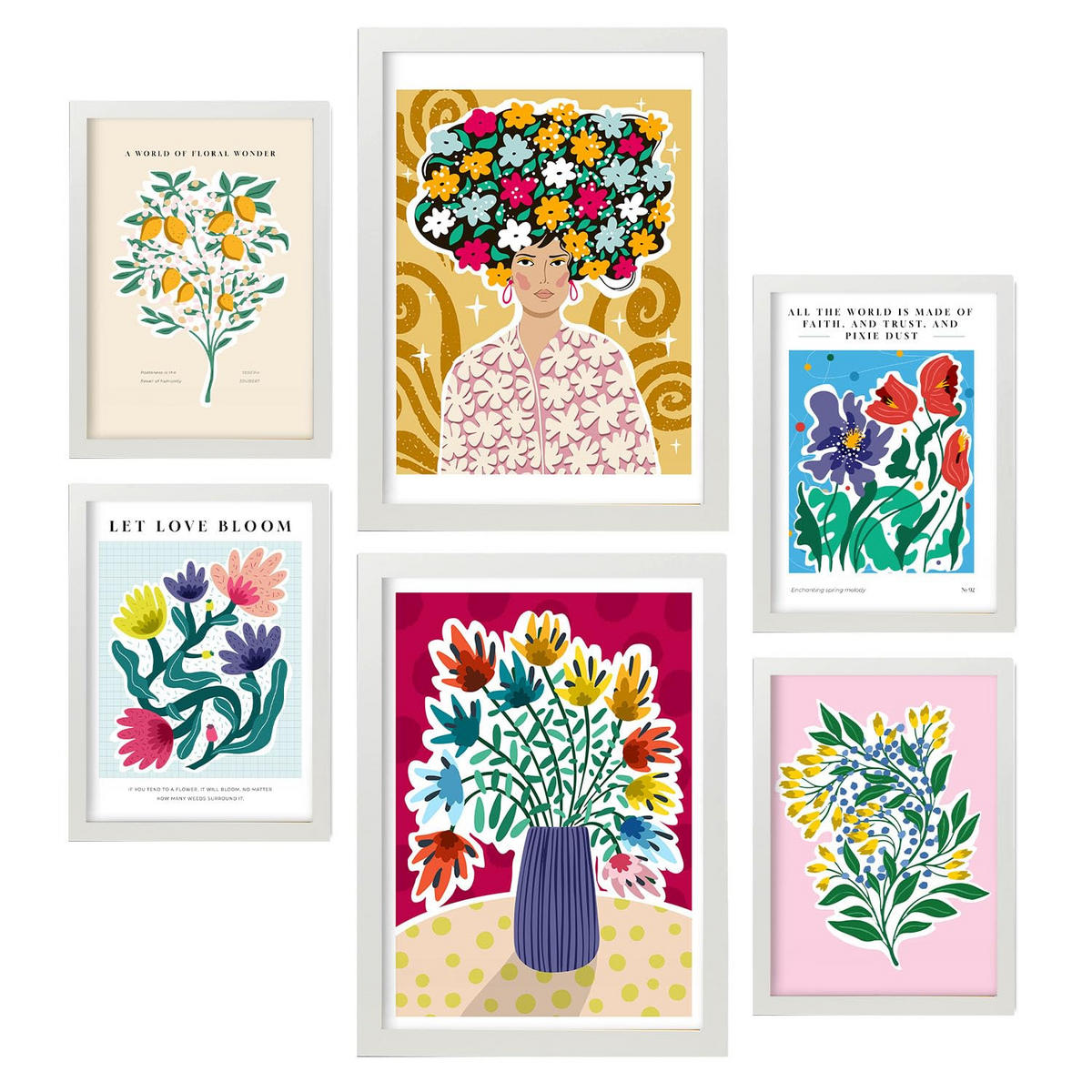 POSTER Set Mit 6 Beeindruckendes Zusammenfassung A3 & A4 Weißer Rahmen - Weiß, Papier (29/3cm) - Nacnic