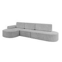 ECKSOFA mit Schlaffunktion Ottomane Links MARI L2-S 368X167X85 Grau Cord - Alufarben/Schwarz, Holzwerkstoff/Kunststoff (368/167cm) - ALTDECOR