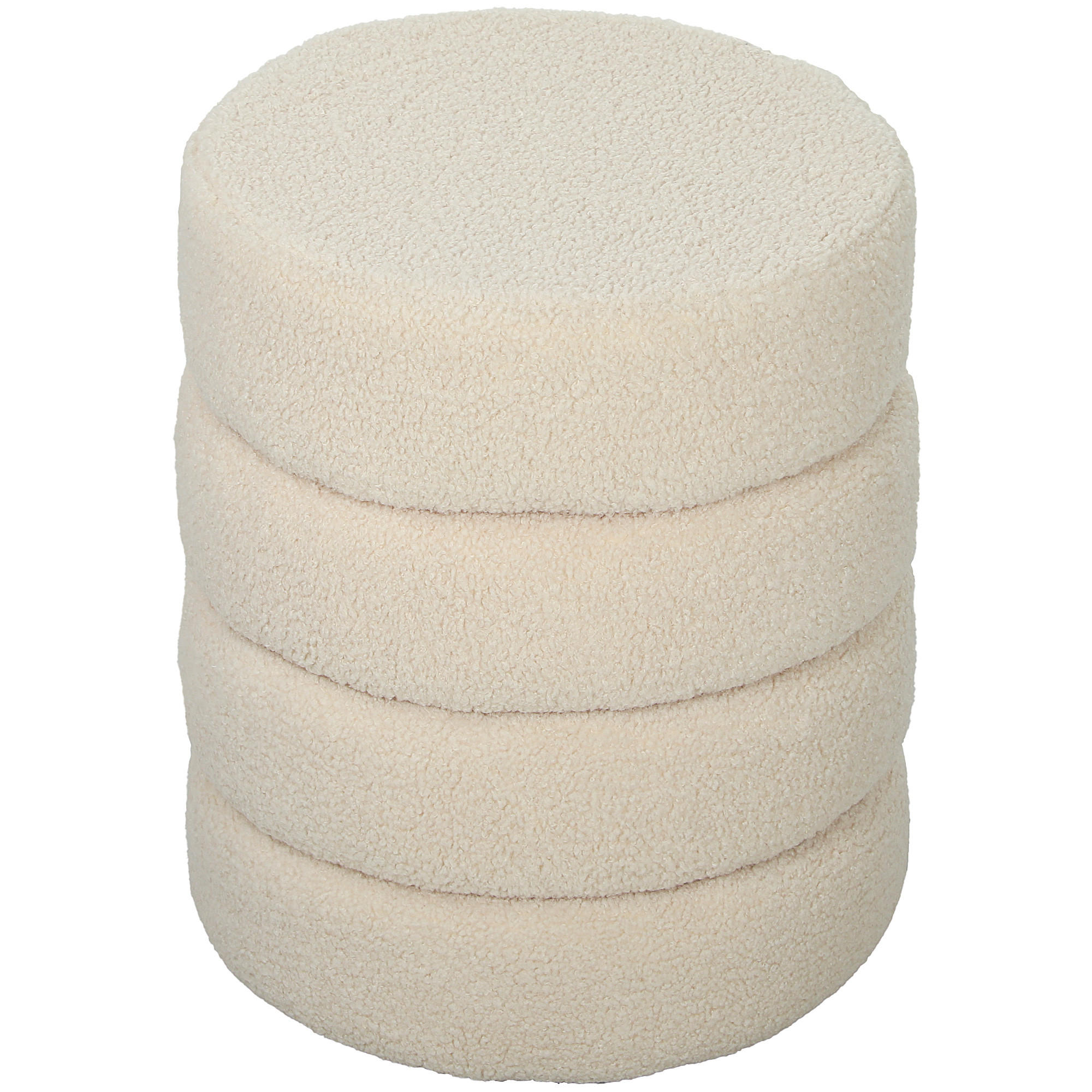 SITZHOCKER, Fußhocker, Runder Polsterhocker, Fußstütze mit Sitzkissen - Beige/Naturfarben, Holz/Textil (40/45/40cm) - HOMCOM