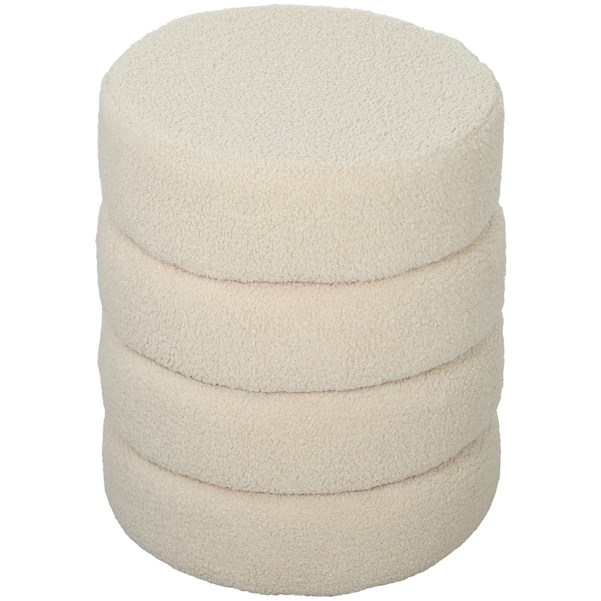 SITZHOCKER, Fußhocker, Runder Polsterhocker, Fußstütze mit Sitzkissen - Beige/Naturfarben, Holz/Textil (40/45/40cm) - HOMCOM