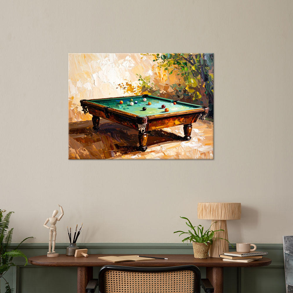 LEINWANDBILD Billardtisch 120x80cm - Beige, Textil (120/80cm) - Feeby