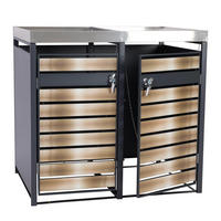 MÜLLTONNENBOX 2er mit Pflanzkasten 125x132x80cm Anthrazit Gold erweiterbar - Goldfarben, Metall (132/125/80cm) - PROREGAL