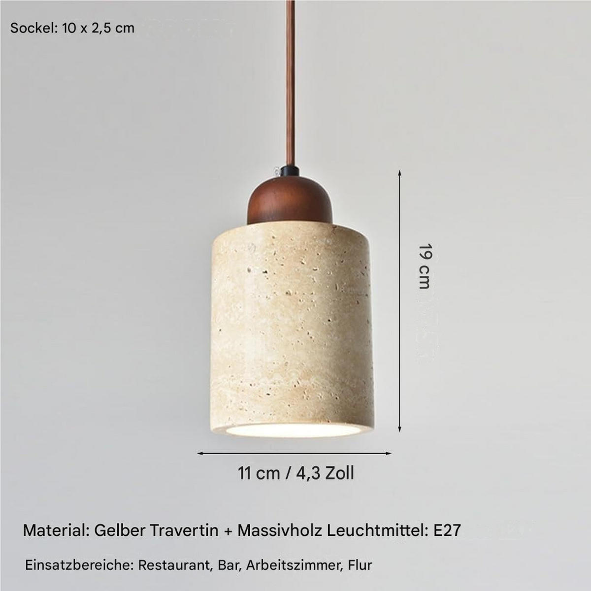 PENDELLEUCHTE Naturstein & Holz, Modern (A) - Gelb, Naturmaterialien (11/19/11cm) - Weltevree