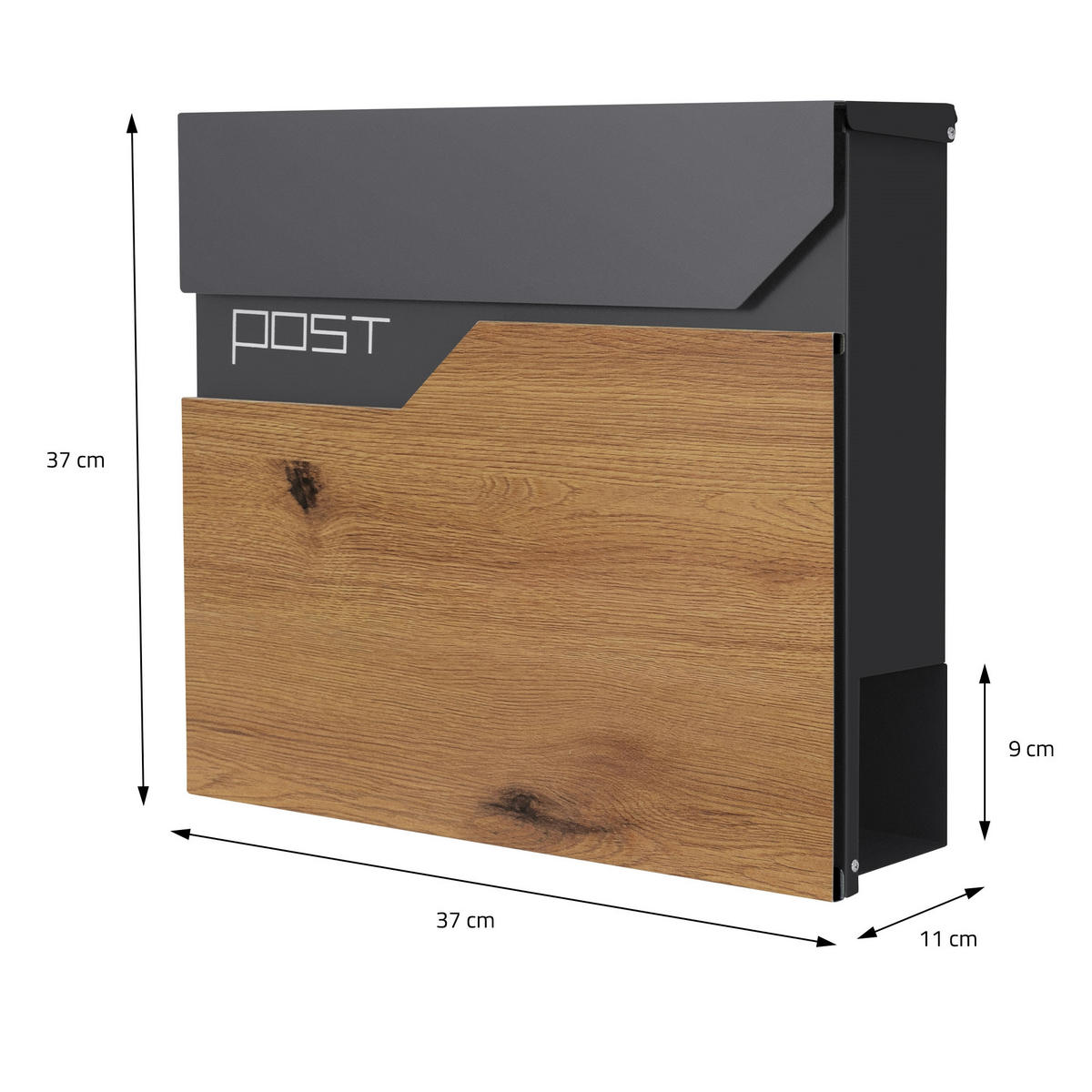 BRIEFKASTEN Anthrazit-Holzoptik mit bepflanzbarem Ständer - Anthrazit, Metall (120cm) - ML-DESIGN