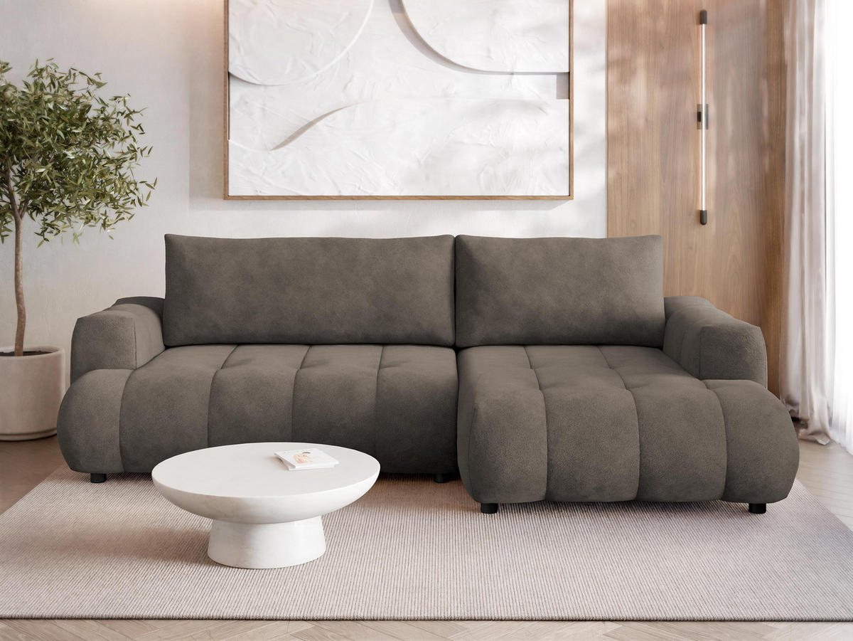 ECKSOFA Haiti, Seite: Rechts 2R+LC - Schwarz/Braun, Holz/Textil (276/156cm) - MIRJAN24