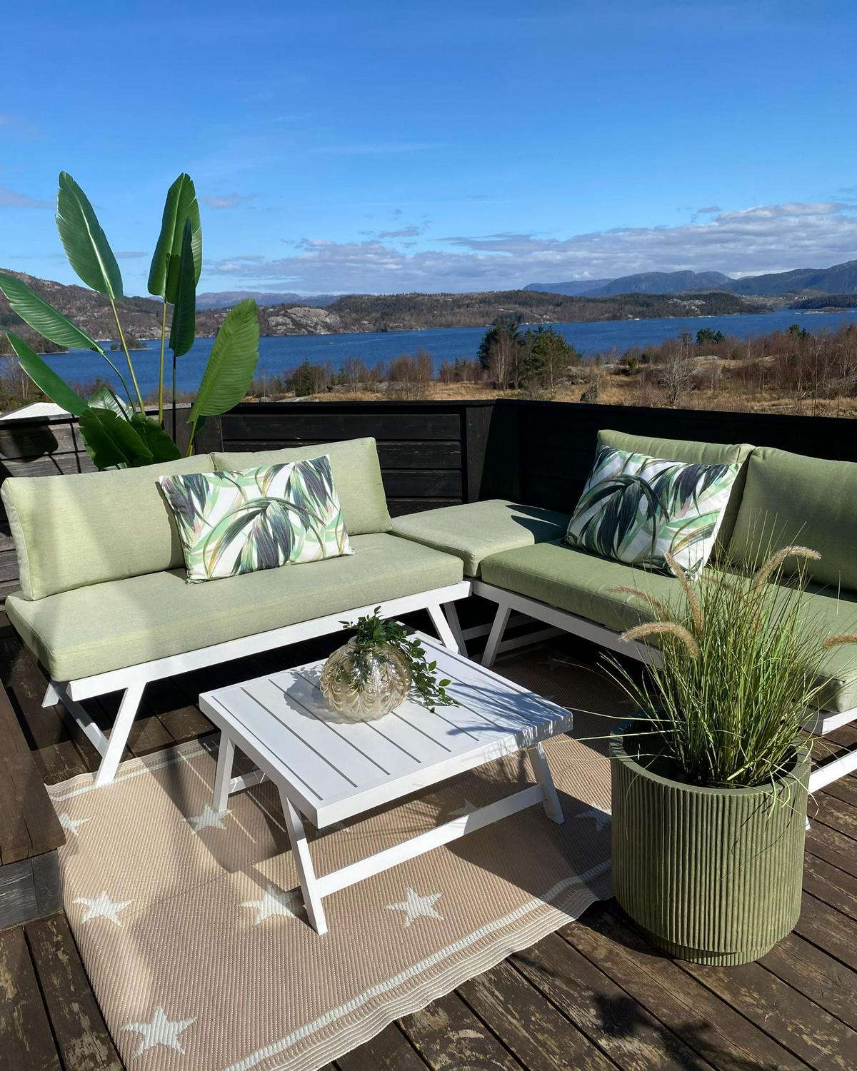 LOUNGE SADA 5-místná Zelená Coccorino - bílá/zelená barva, kov - Beliani