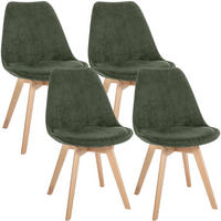 STUHL 4 Cord Grün - Eukalyptusholzfarben/Grün, Holz/Textil (49/83/50cm) - CLP