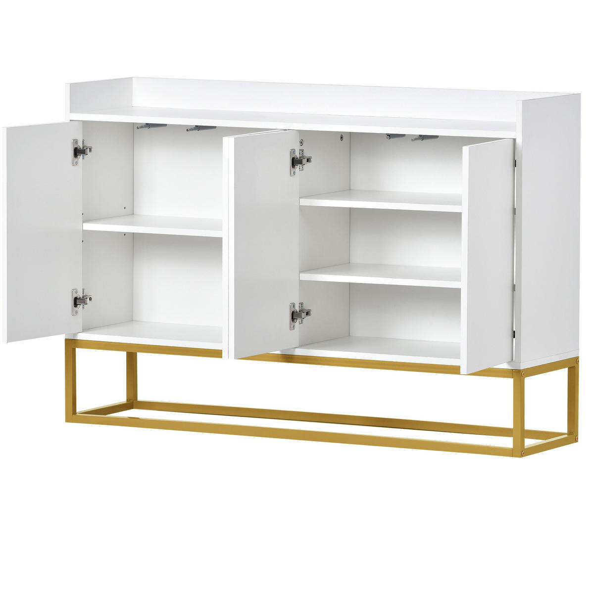 SIDEBOARD aus Spanplatte und MDF 120x30x80 cm Weiß mit 4 Türen und verstellbaren Einlegeböden - Weiß, Holzwerkstoff (120/80/30cm) - IVMEU