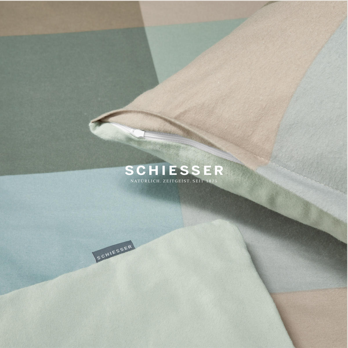 BETTWÄSCHESET Travis - Feinbiber - 2-teilig - 135 x 200 cm - Grün - Grün, Textil (135/200cm) - SCHIESSER