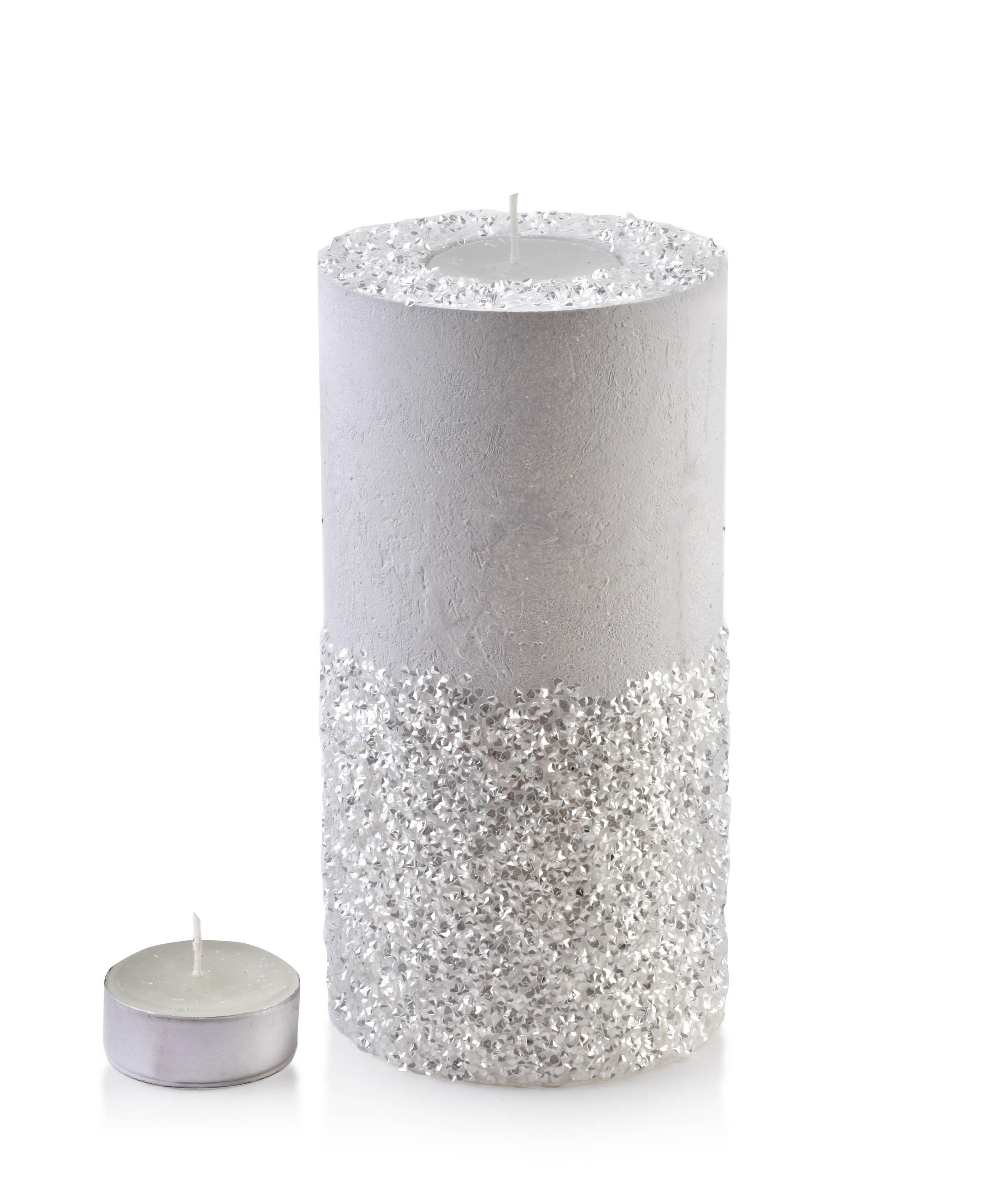 TEELICHTHALTER Diamond Weiß 12/12/24 cm Naturmaterial - Weiß, Naturmaterialien (24cm) - Mondex