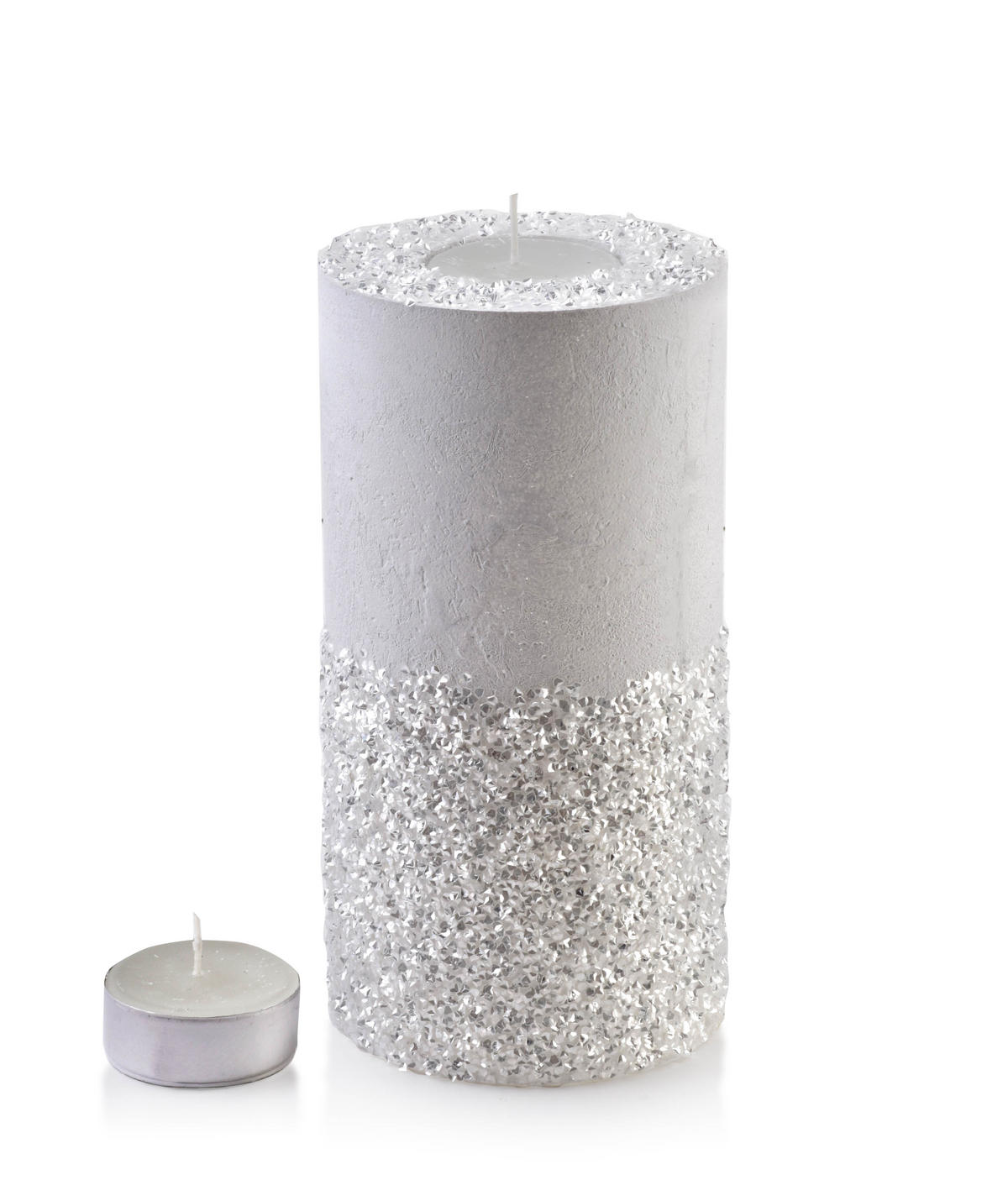 TEELICHTHALTER Diamond Weiß 12/12/24 cm Naturmaterial - Weiß, Naturmaterialien (24cm) - Mondex