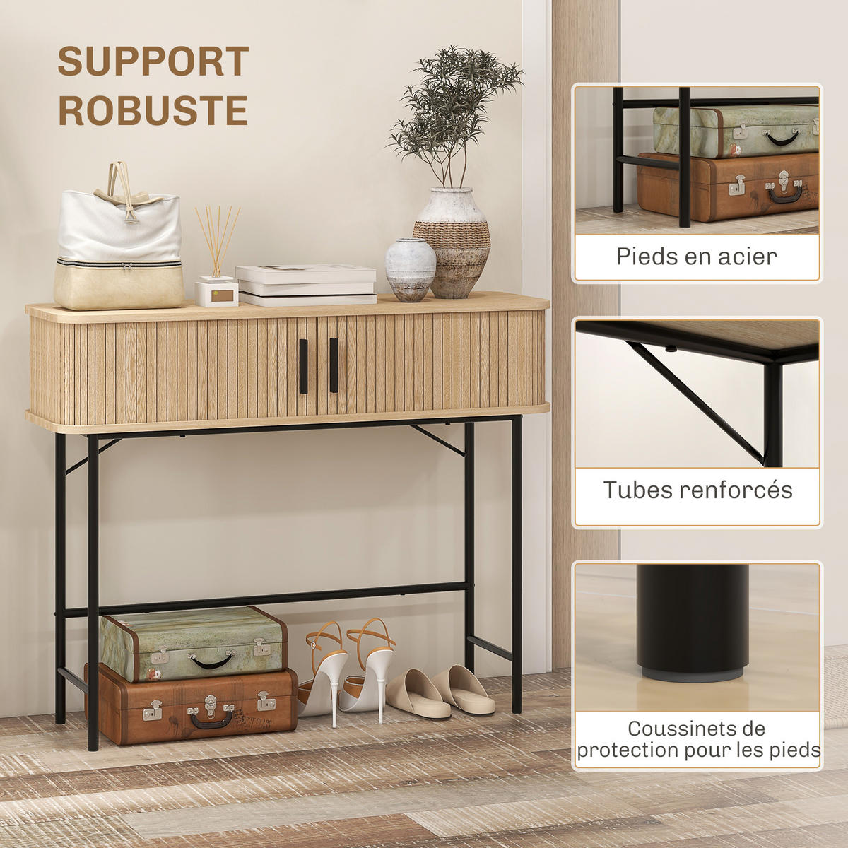 KONSOLENTISCH DE-16787 Eiche & Schwarz - Eichefarben, Holzwerkstoff (100/30/80cm) - ComfortXL
