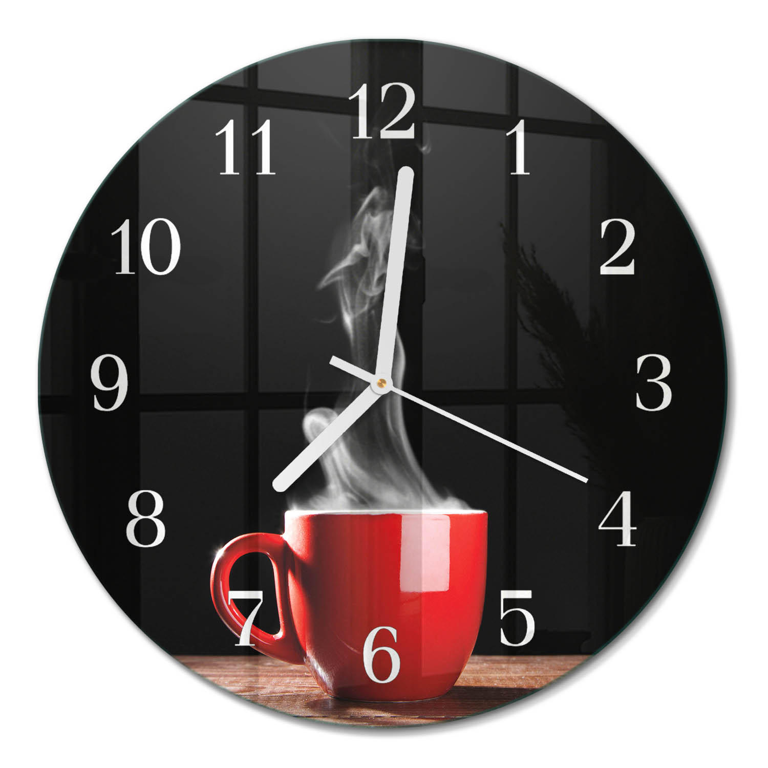 WANDUHR fi30 cm - Tasse Kaffee - Rot, Glas (30/30/0.4cm) - TULUP