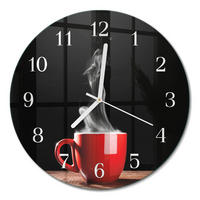 WANDUHR fi30 cm - Tasse Kaffee - Rot, Glas (30/30/0.4cm) - TULUP