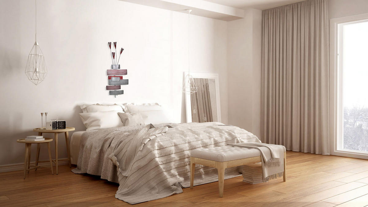 WANDDEKO Rot 38/80 cm - Rot/Grau, Metall (1.2/80/6cm) - KUNSTLOFT