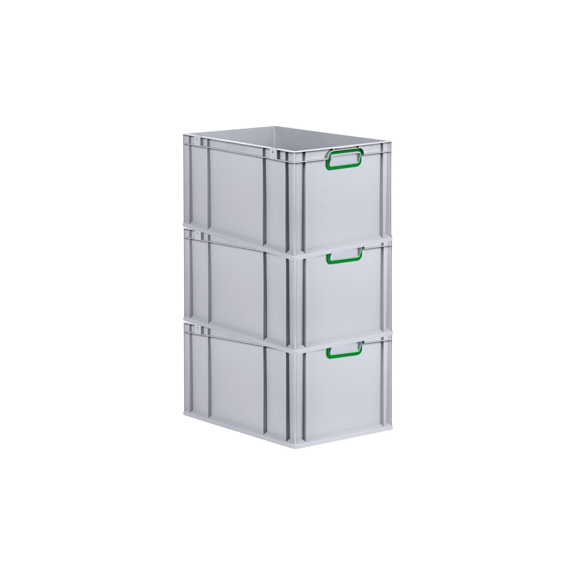 EUROBOX 3x Nextgen Color 32x40x60cm 65 Liter Griffe Grün Geschlossen - Grün, Kunststoff (40/22/60cm) - PROREGAL