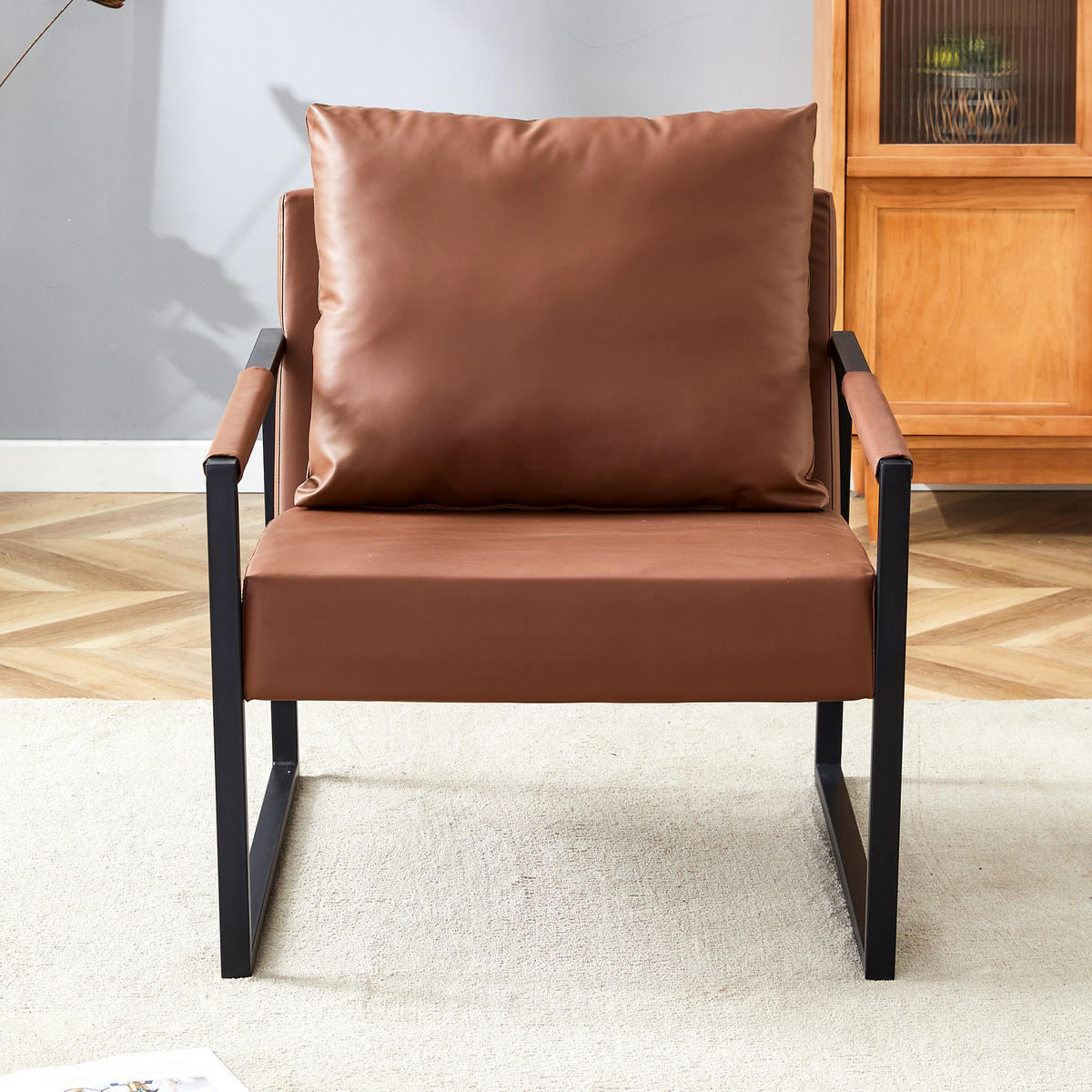 SESSEL mit schwarzem Metallrahmen, DE-42370, Braun - Braun, Metall (75.5/75.2/68.6cm) - ComfortXL