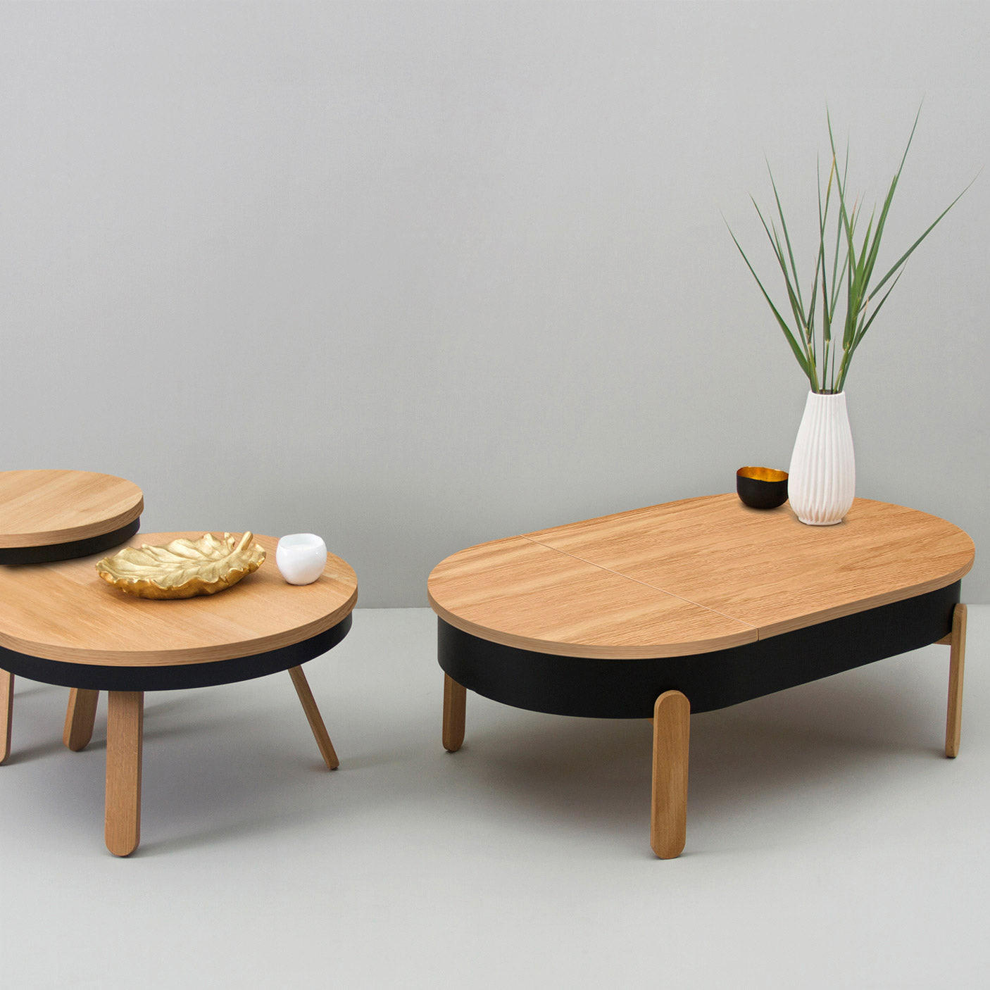 COUCHTISCH Batea L - Eichefarben/Schwarz, Holz (60/100/35cm) - Woodendot