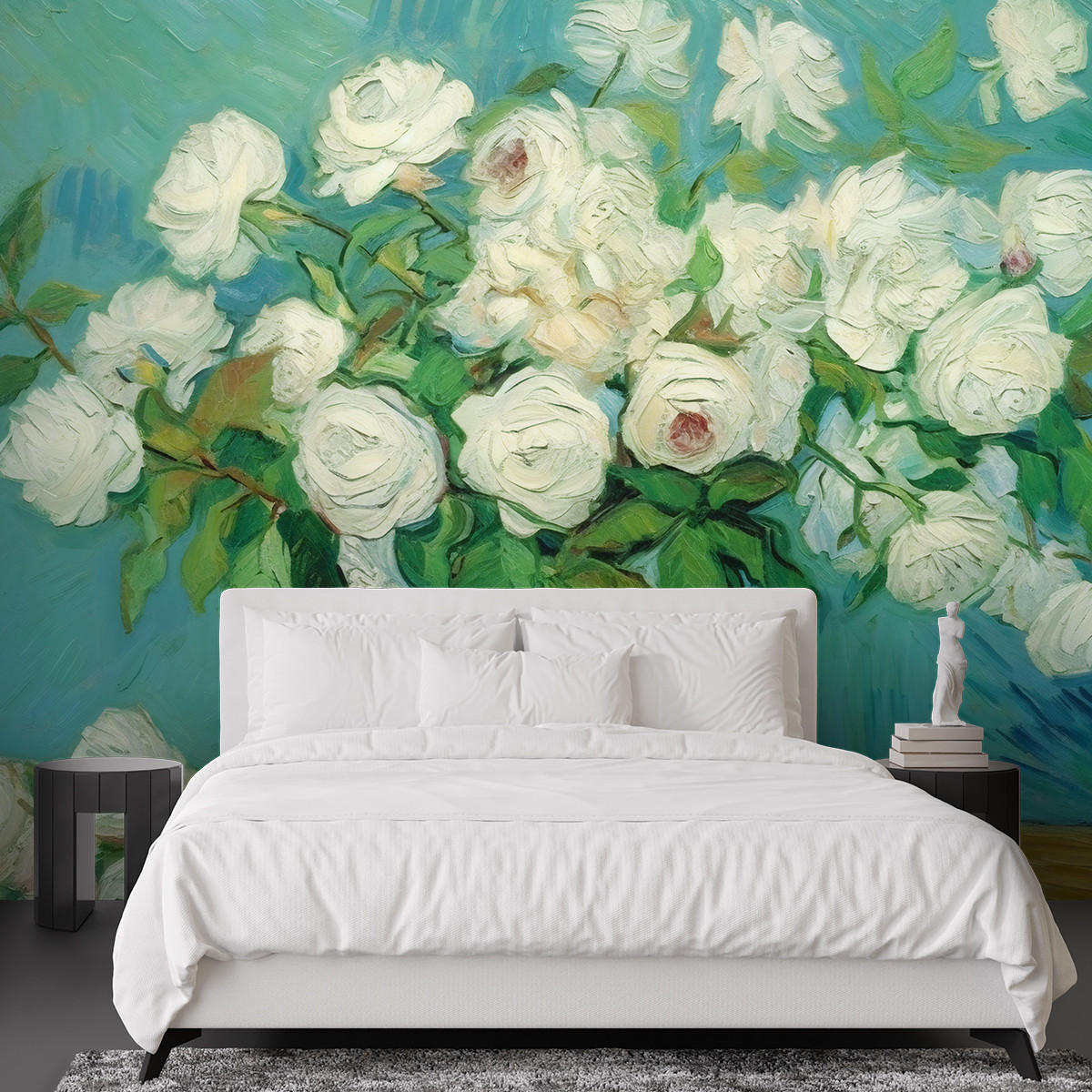 FOTOTAPETE, Stilleben Vase mit Rosen - V. van Gogh - Grün, Papier (250/1cm) - Feeby