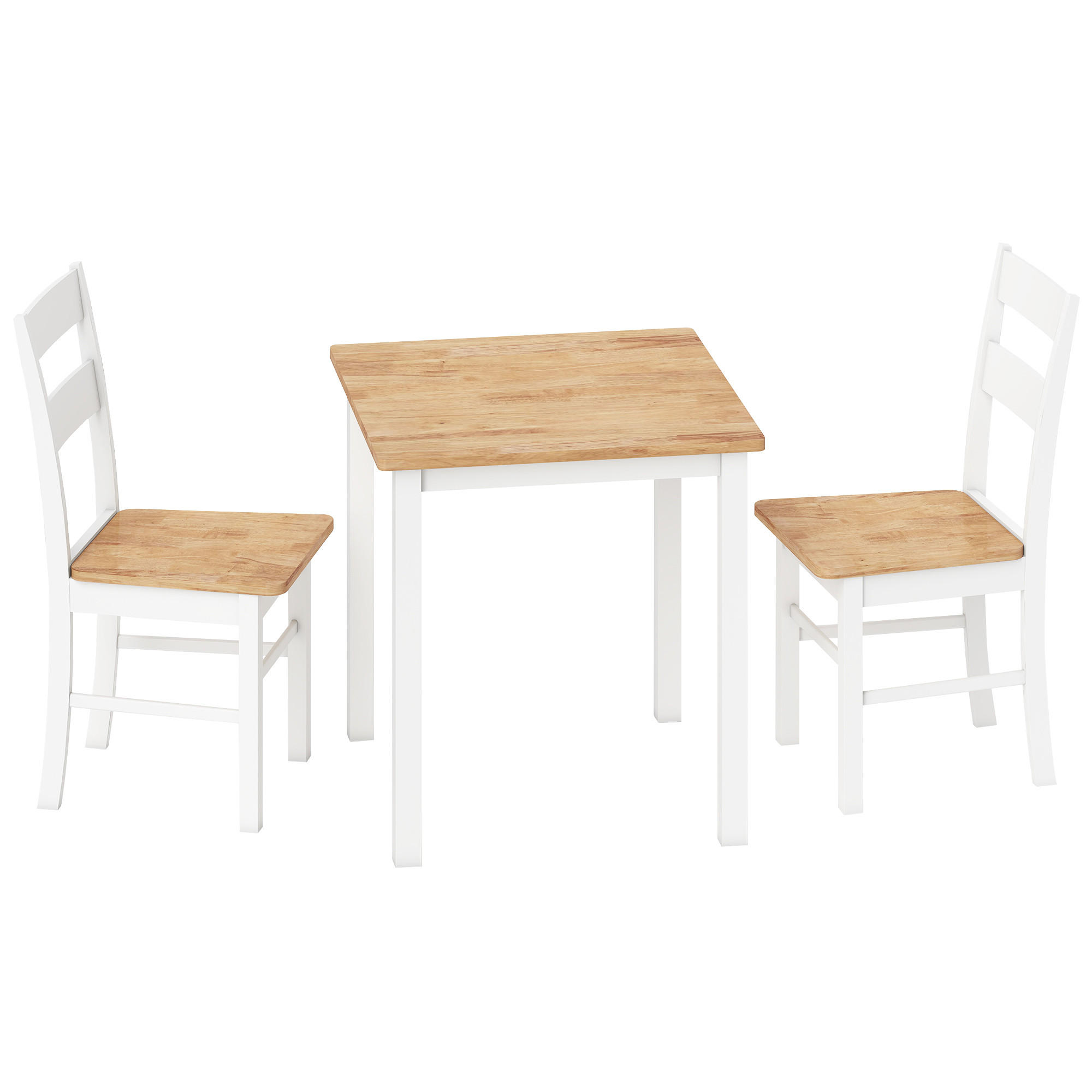 ESSTISCH 69 x 69 cm Esszimmerstühle 2er Set Küchentisch für 2-4 Personen Eiche - Eichefarben/Weiß, Holz (69/75/69cm) - HOMCOM