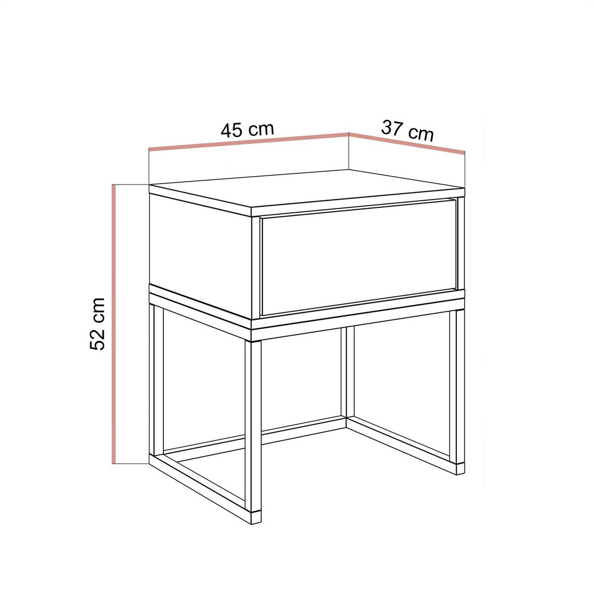 NACHTTISCH BLANCO KASZMIR auf Gestell PUSH OPEN kaschmir/gold - Goldfarben, Holzwerkstoff (45/52/37cm) - Lookway