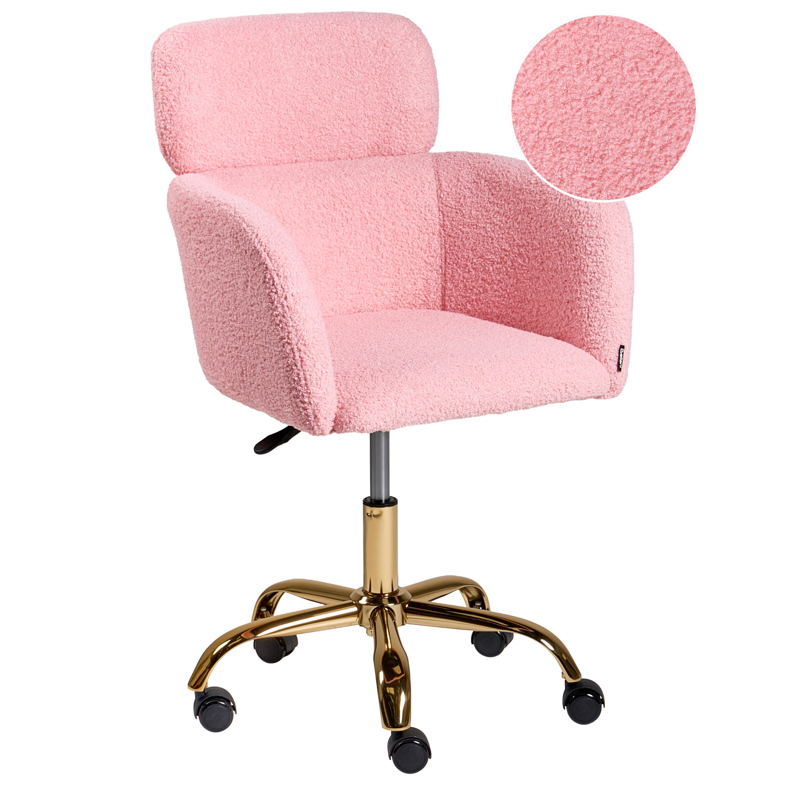 SCHREIBTISCHSTUHL Bouclé Rosa Alena - Pink, Textil (60/84/60cm) - Beliani