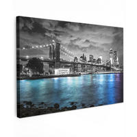 LEINWANDBILD New York - Skyline - Stadt - Blau Deko Schlafzimmer 30x20 cm - Blaugrau, Textil (30/20cm) - MuchoWow
