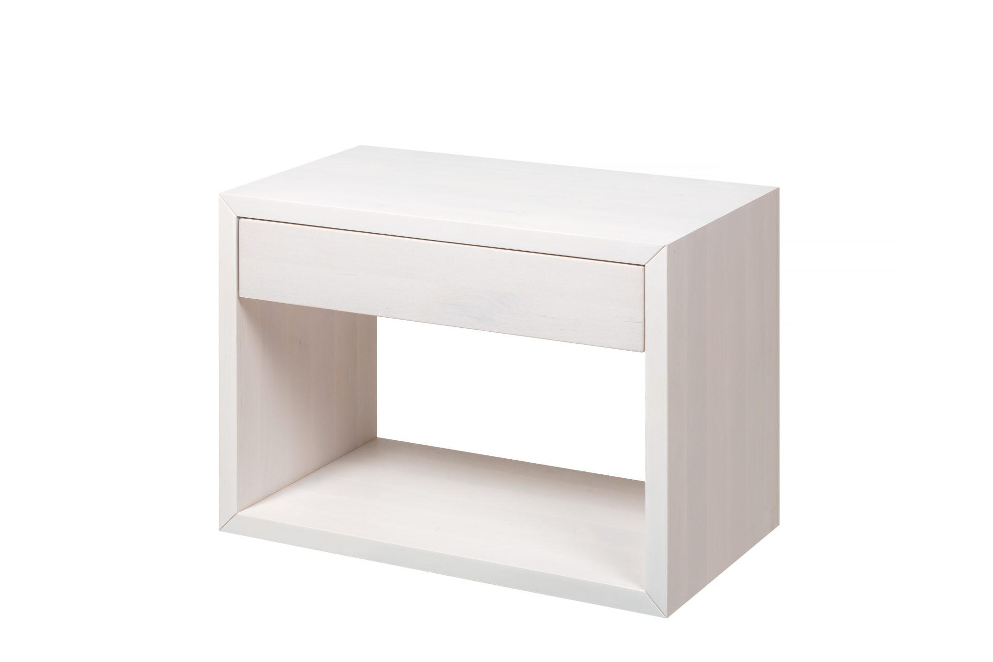 NACHTTISCH Hugo, weiße Birke, 30/55/39 cm - Weiß, Holz (55/39/30cm) - WOODEK