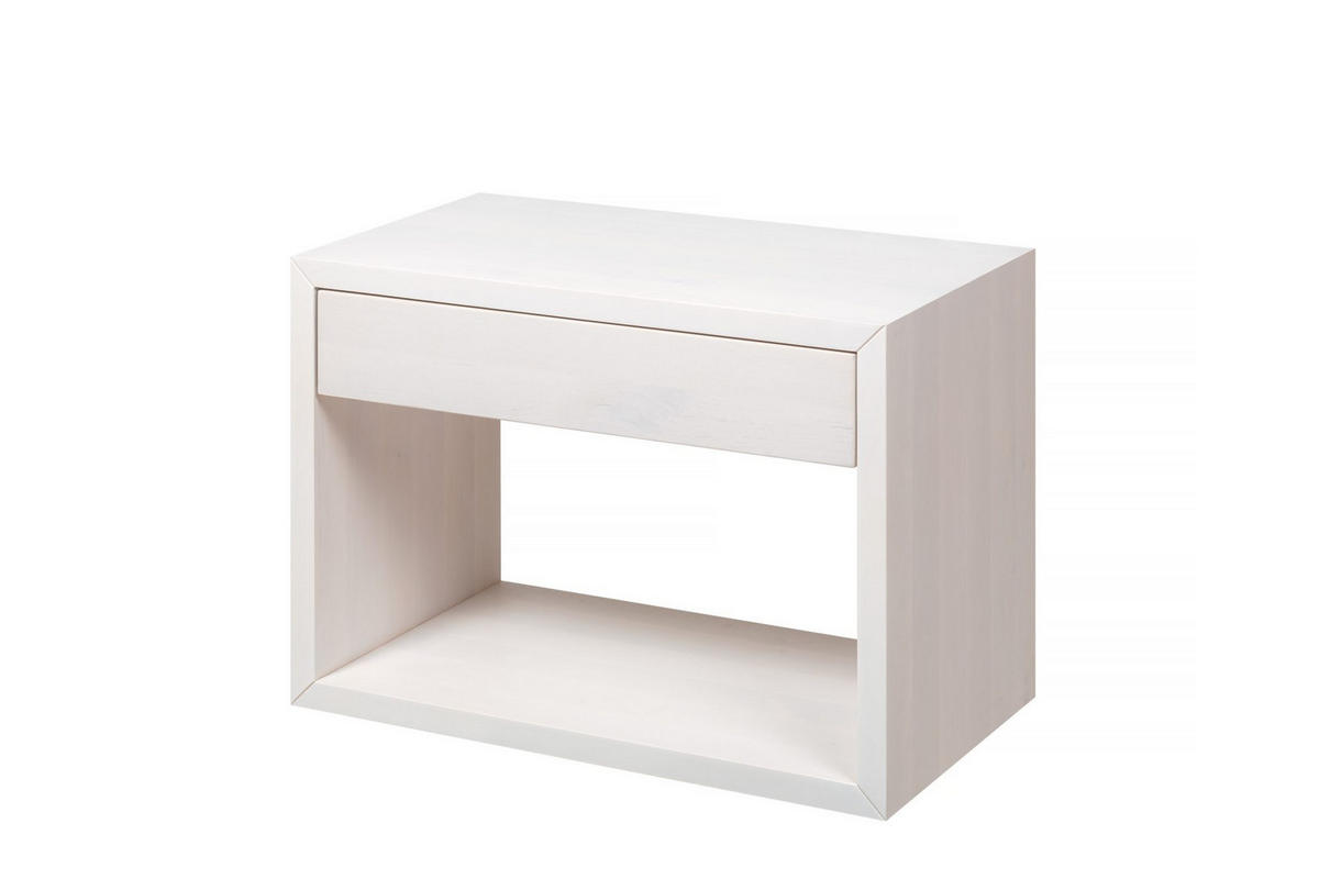 NACHTTISCH Hugo 2er Set, weiße Birke, 30/55/39 cm - Weiß, Holz (55/39/30cm) - WOODEK