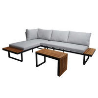 GARTEN GARNITUR 3ER-SET Braun, Hellgrau - Hellgrau/Braun, Holz - MCW