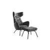 SESSEL MIT HOCKER LOTTE Grau Velvet - Schwarz/Grau, Textil (79/117/82cm) - KAWOLA