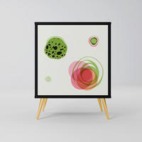 SIDEBOARD COLORFUL COSMOS, Schwarz, 57,5x42x75,5 cm, Goldfarbene Metallfüße - Goldfarben/Multicolor, Holzwerkstoff/Metall (57.5/75.5/42cm) - SpaceRebels