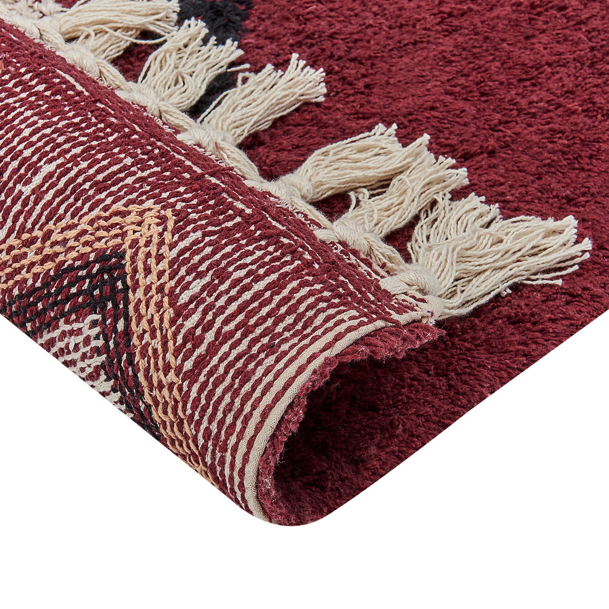 KURZFLOR-TEPPICH Siirt 200/140 cm - Rot, Textil (140/200cm) - Beliani