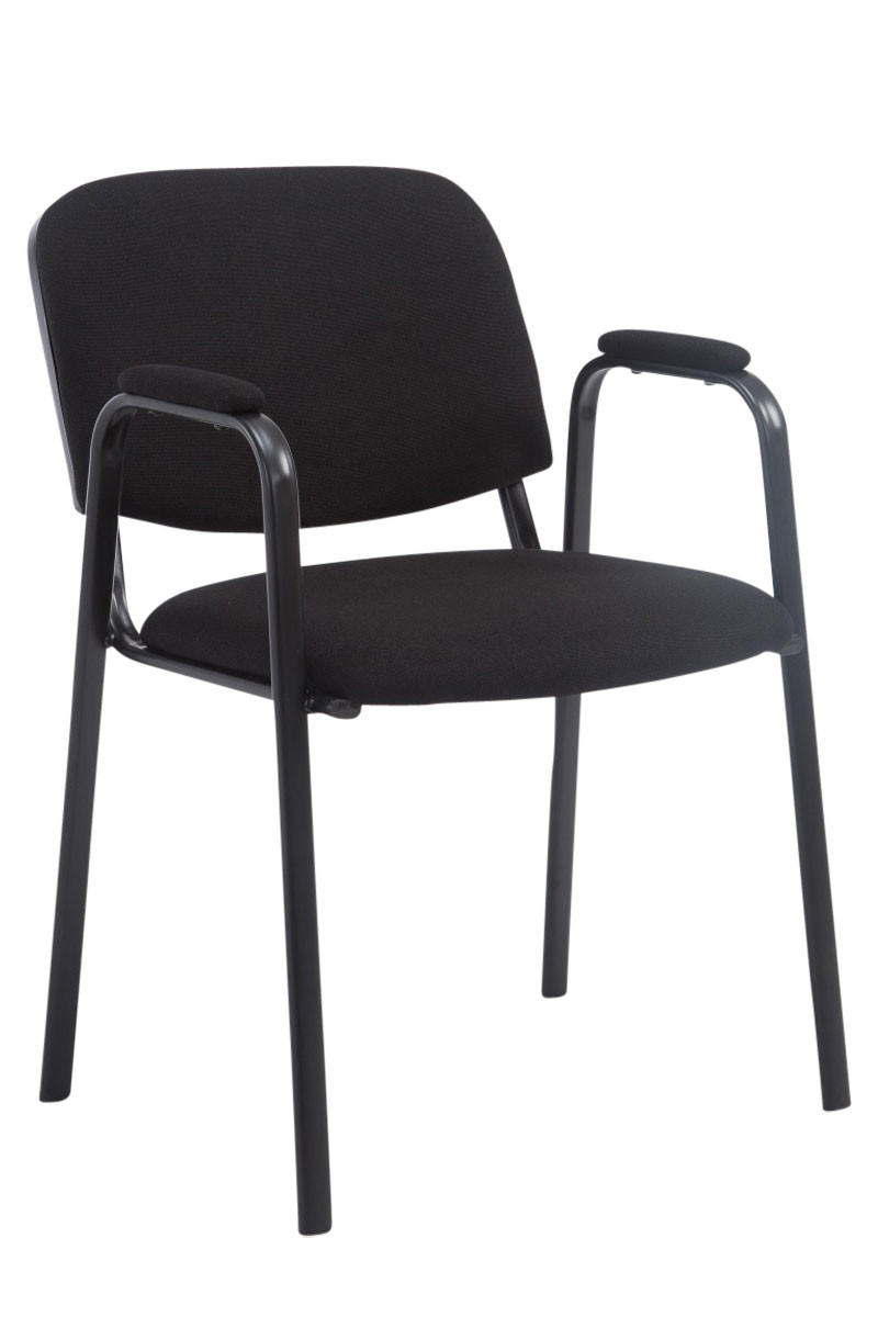 BESUCHERSTUHL Keen Pro, Stoffbezug mit Armlehne - Gestell Schwarz / Bezug Schwarz - Schwarz, Textil/Metall (53/79/53cm) - TPFLiving
