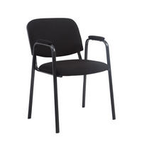 BESUCHERSTUHL Keen Pro, Stoffbezug mit Armlehne - Gestell Schwarz / Bezug Schwarz - Schwarz, Textil/Metall (53/79/53cm) - TPFLiving